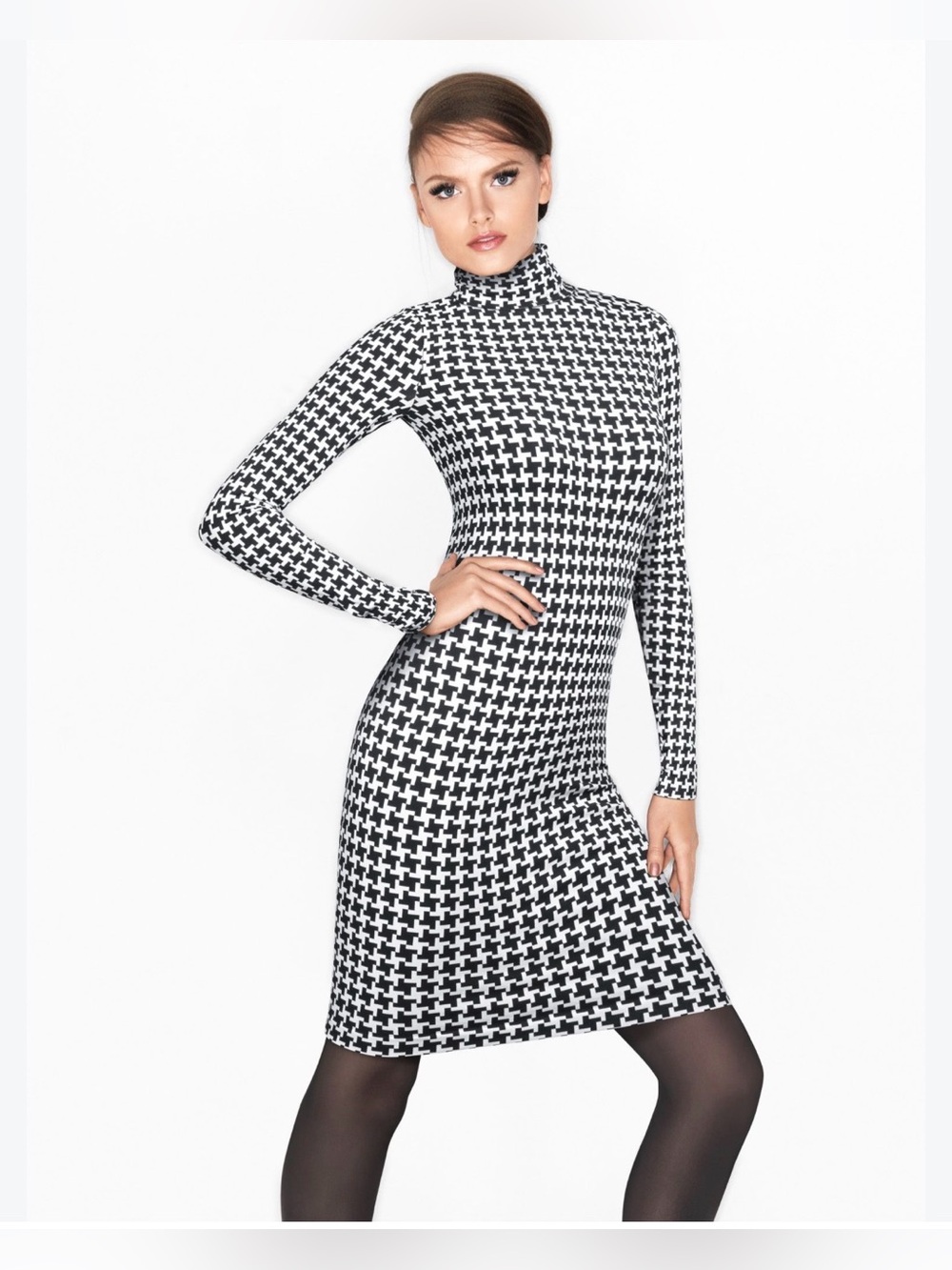 Wolford Dandy Dress in a black and white houndstooth pattern size XS NEW IN BOX
